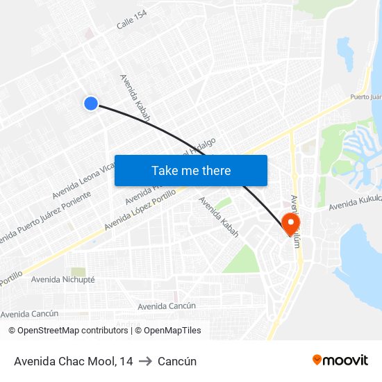 Avenida Chac Mool, 14 to Cancún map