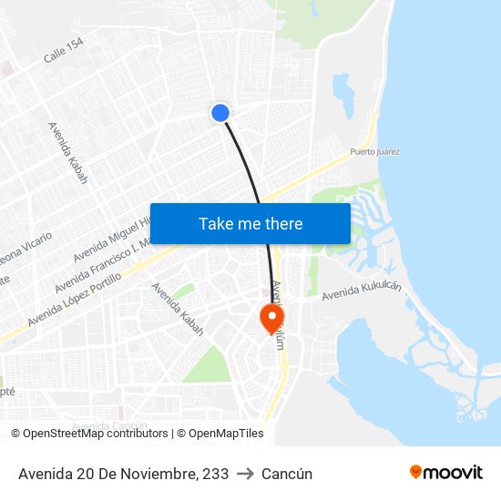 Avenida 20 De Noviembre, 233 to Cancún map