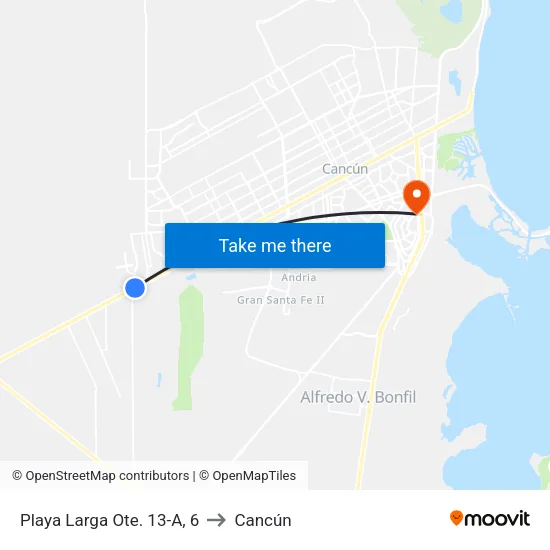 Playa Larga Ote. 13-A, 6 to Cancún map