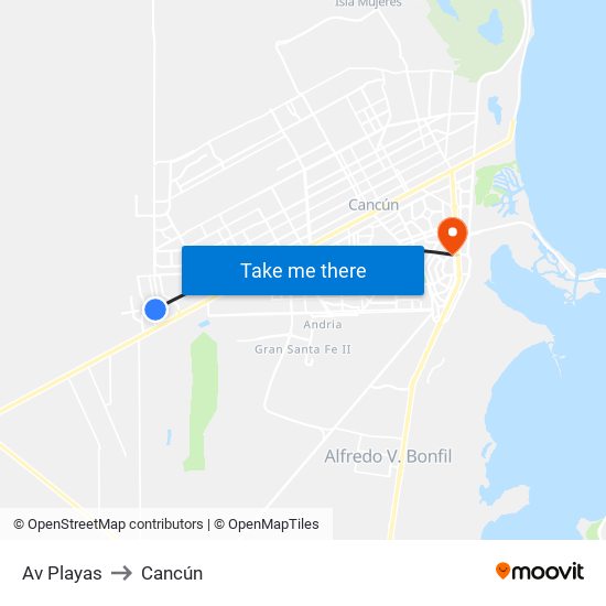 Av Playas to Cancún map