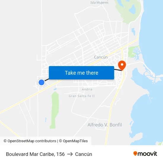Boulevard Mar Caribe, 156 to Cancún map