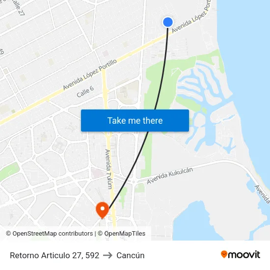 Retorno Articulo 27, 592 to Cancún map