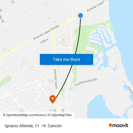 Ignacio Allende, 11 to Cancún map