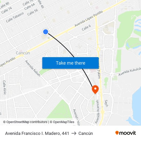 Avenida Francisco I. Madero, 441 to Cancún map