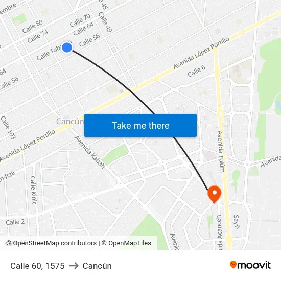 Calle 60, 1575 to Cancún map