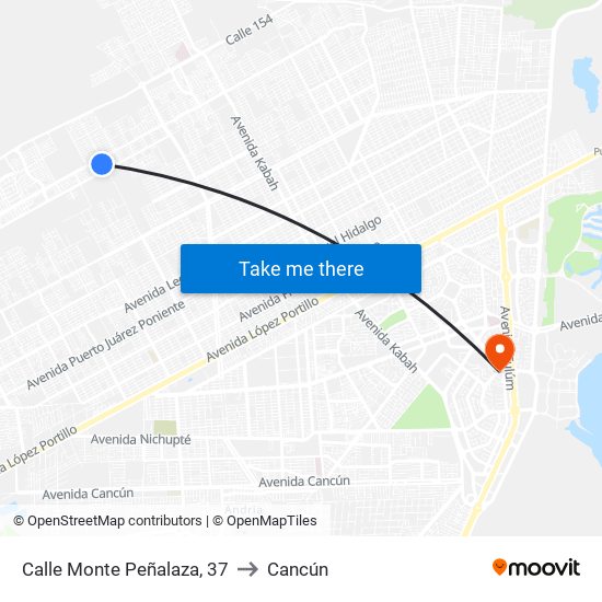 Calle Monte Peñalaza, 37 to Cancún map
