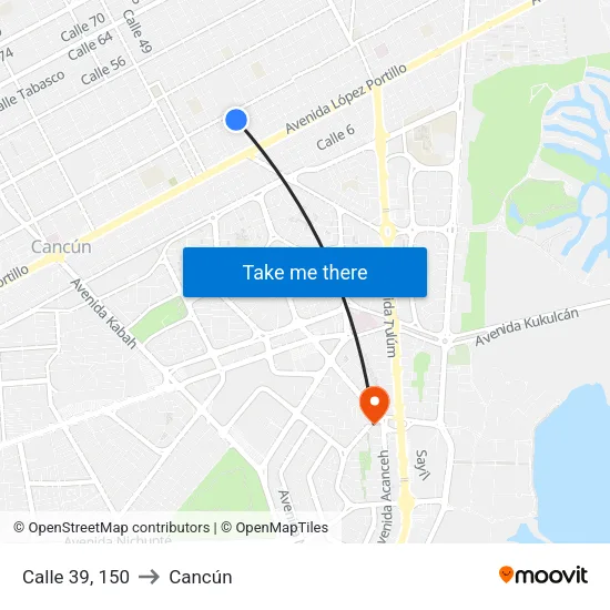 Calle 39, 150 to Cancún map