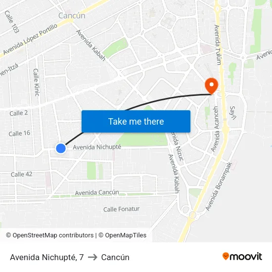 Avenida Nichupté, 7 to Cancún map