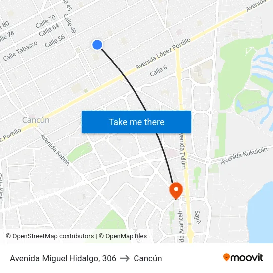 Avenida Miguel Hidalgo, 306 to Cancún map