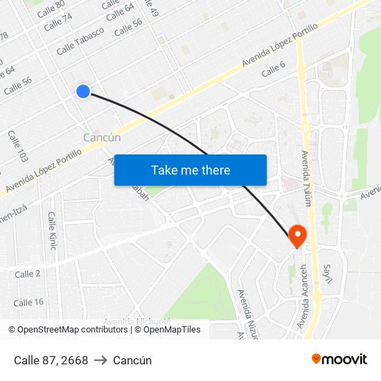 Calle 87, 2668 to Cancún map