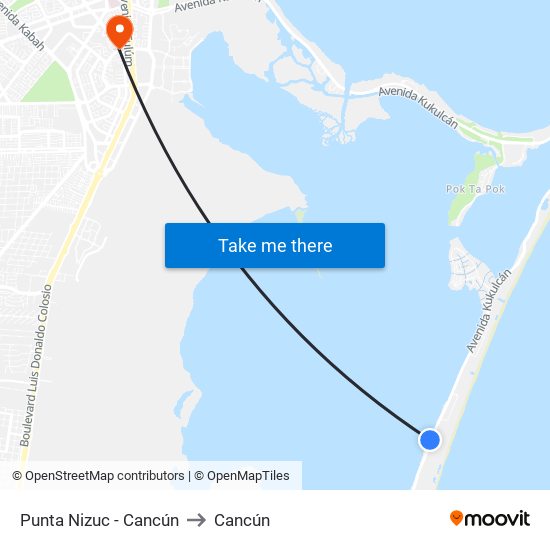 Punta Nizuc - Cancún to Cancún map