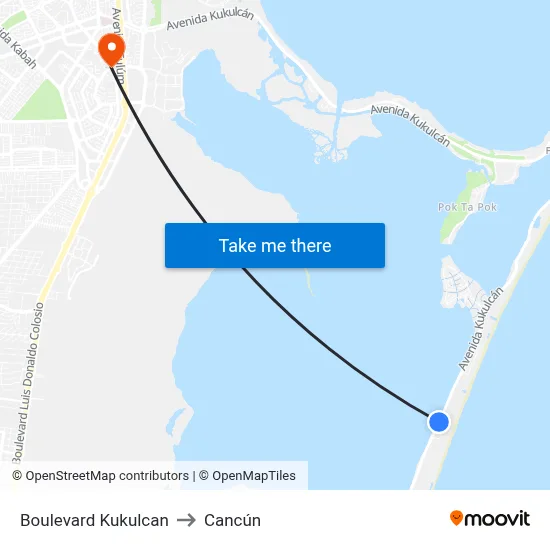 Boulevard Kukulcan to Cancún map