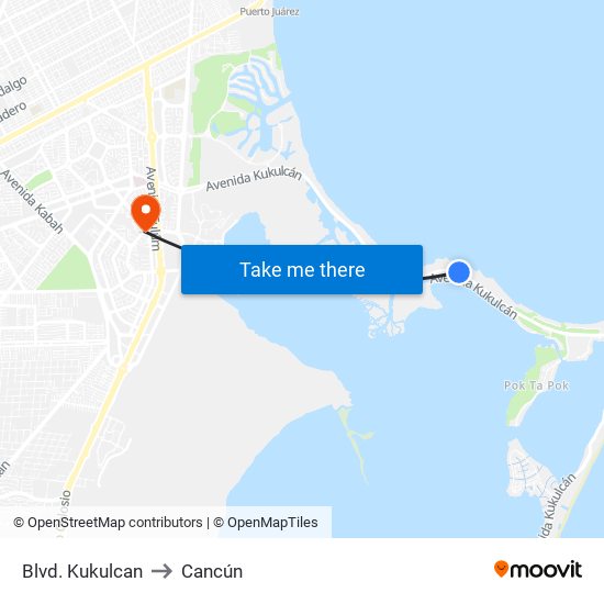 Blvd. Kukulcan to Cancún map