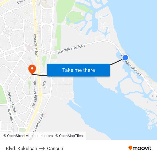 Blvd. Kukulcan to Cancún map