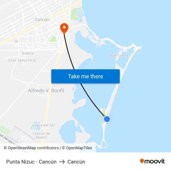 Punta Nizuc - Cancún to Cancún map