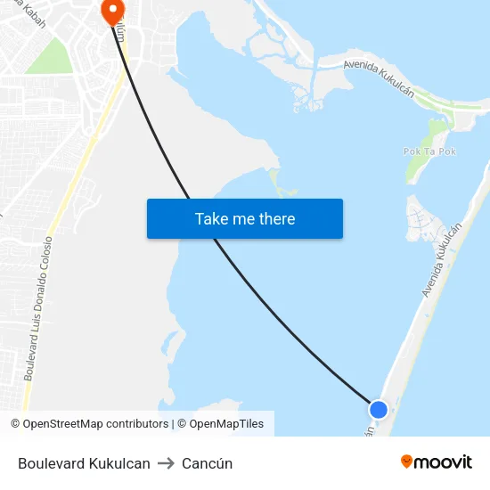Boulevard Kukulcan to Cancún map