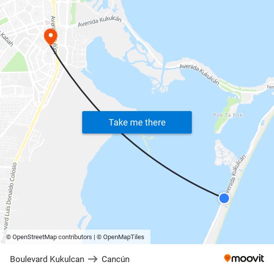 Boulevard Kukulcan to Cancún map