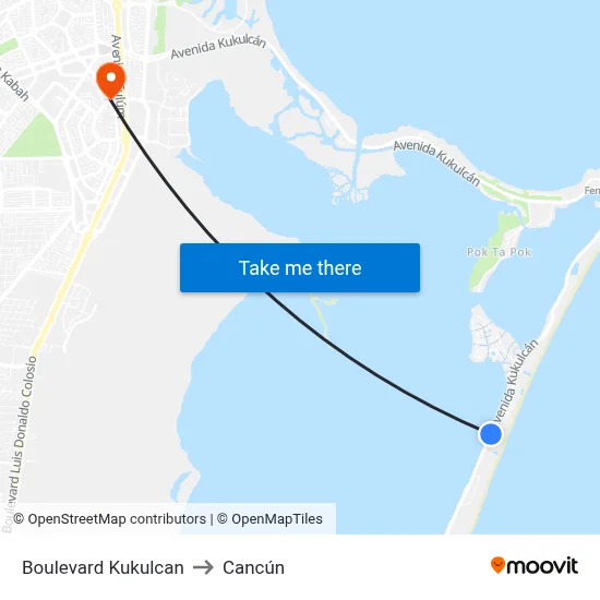 Boulevard Kukulcan to Cancún map