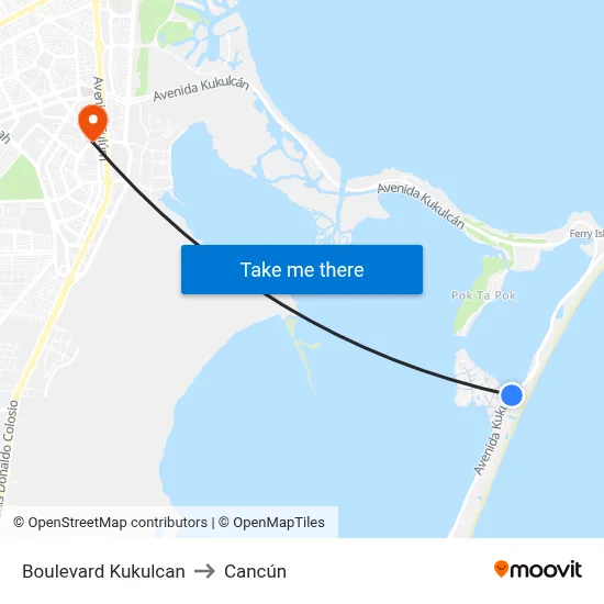 Boulevard Kukulcan to Cancún map