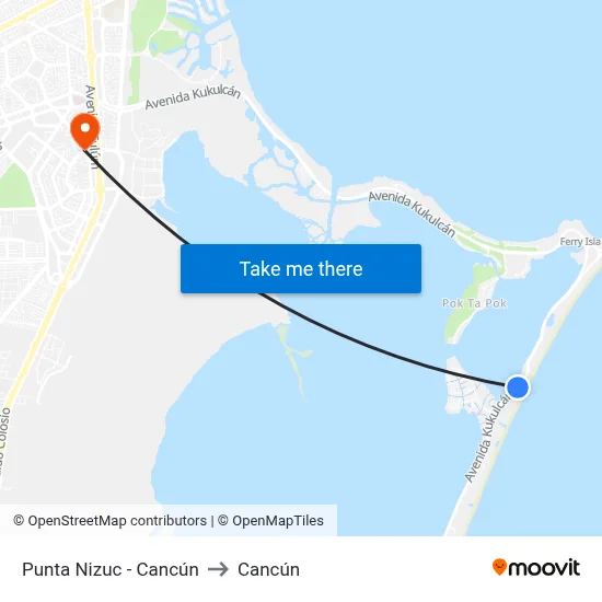 Punta Nizuc - Cancún to Cancún map