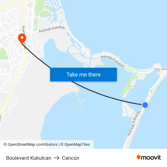 Boulevard Kukulcan to Cancún map