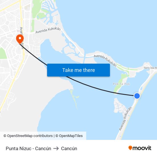 Punta Nizuc - Cancún to Cancún map