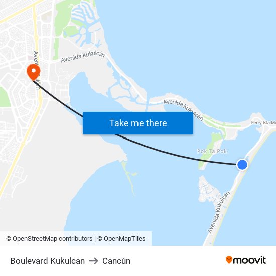 Boulevard Kukulcan to Cancún map