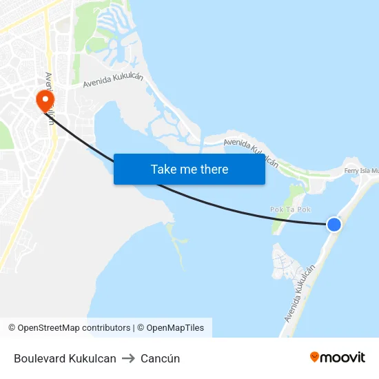 Boulevard Kukulcan to Cancún map