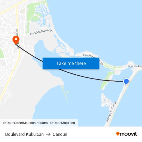 Boulevard Kukulcan to Cancún map