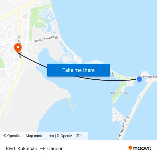 Blvd. Kukulcan to Cancún map