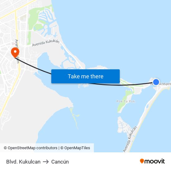 Blvd. Kukulcan to Cancún map