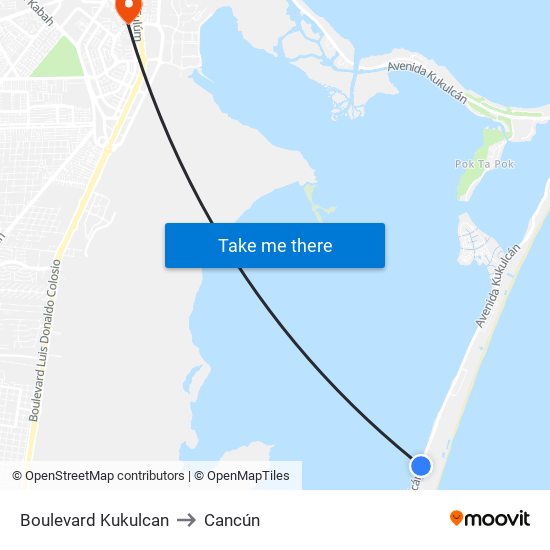 Boulevard Kukulcan to Cancún map
