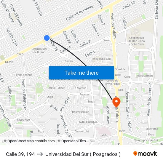 Calle 39, 194 to Universidad Del Sur ( Posgrados ) map