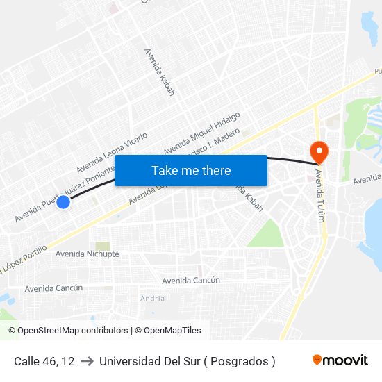 Calle 46, 12 to Universidad Del Sur ( Posgrados ) map
