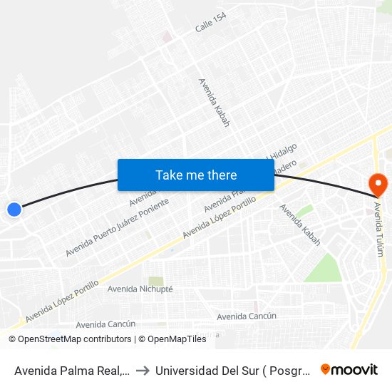 Avenida Palma Real, 265 to Universidad Del Sur ( Posgrados ) map