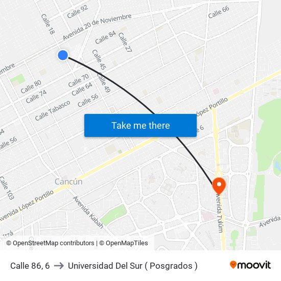 Calle 86, 6 to Universidad Del Sur ( Posgrados ) map