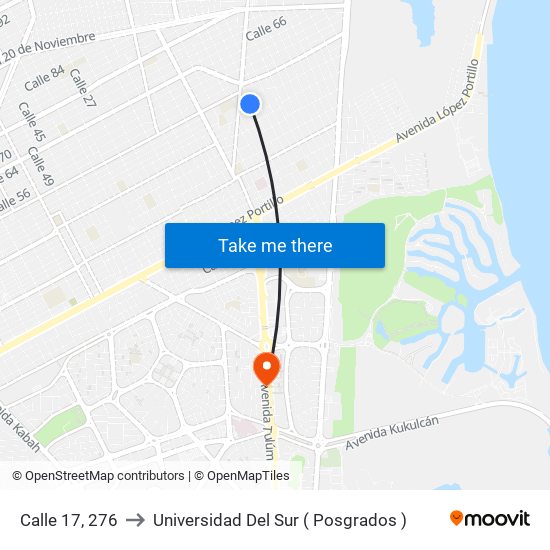 Calle 17, 276 to Universidad Del Sur ( Posgrados ) map