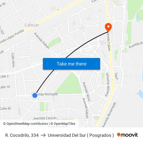 R. Cocodrilo, 334 to Universidad Del Sur ( Posgrados ) map