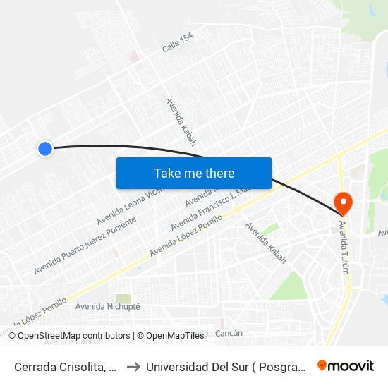 Cerrada Crisolita, 502 to Universidad Del Sur ( Posgrados ) map