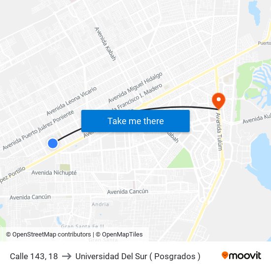 Calle 143, 18 to Universidad Del Sur ( Posgrados ) map