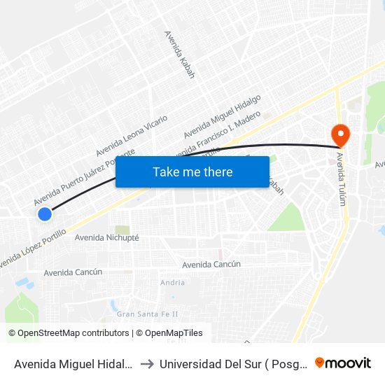 Avenida Miguel Hidalgo, 30 to Universidad Del Sur ( Posgrados ) map