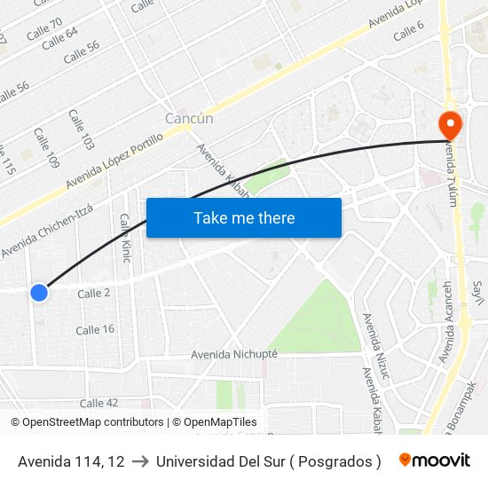 Avenida 114, 12 to Universidad Del Sur ( Posgrados ) map