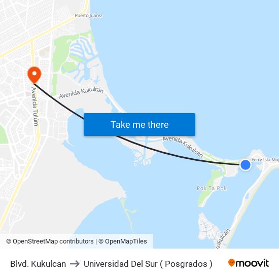 Blvd. Kukulcan to Universidad Del Sur ( Posgrados ) map
