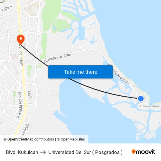 Blvd. Kukulcan to Universidad Del Sur ( Posgrados ) map