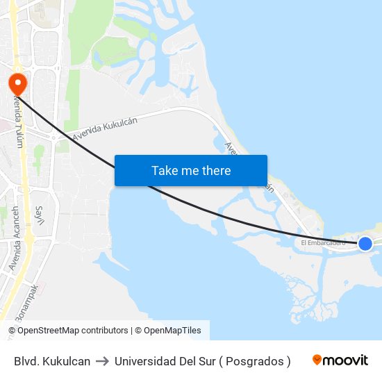 Blvd. Kukulcan to Universidad Del Sur ( Posgrados ) map