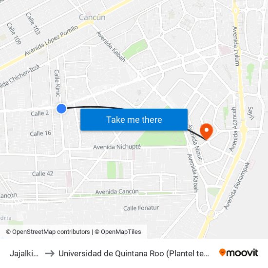 Jajalkin, 17 to Universidad de Quintana Roo (Plantel temporal Cancún) map