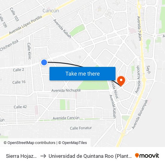 Sierra Hojazenal, 303 to Universidad de Quintana Roo (Plantel temporal Cancún) map