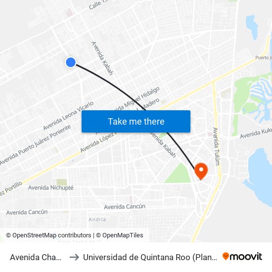 Avenida Chac Mool, 14 to Universidad de Quintana Roo (Plantel temporal Cancún) map