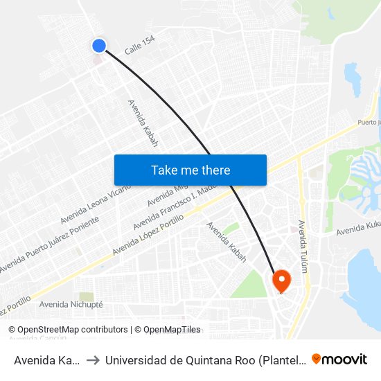 Avenida Kabah, 12 to Universidad de Quintana Roo (Plantel temporal Cancún) map