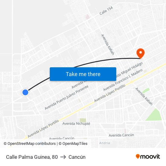 Calle Palma Guinea, 80 to Cancún map